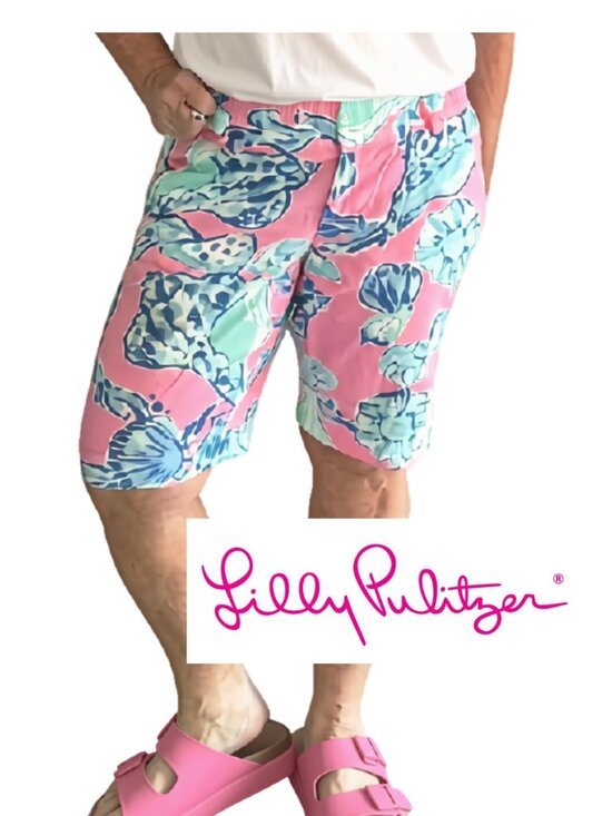 Lilly Pulitzer Pants - Lilly Pulitzer Barefoot Princess Chipper Shorts - Pink Pout & Blue Sz 8